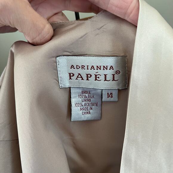 Vtg Adrianna Papell Shell Tank Tunic 100% silk sleeveless Beige Women's Medium - Picture 2 of 16